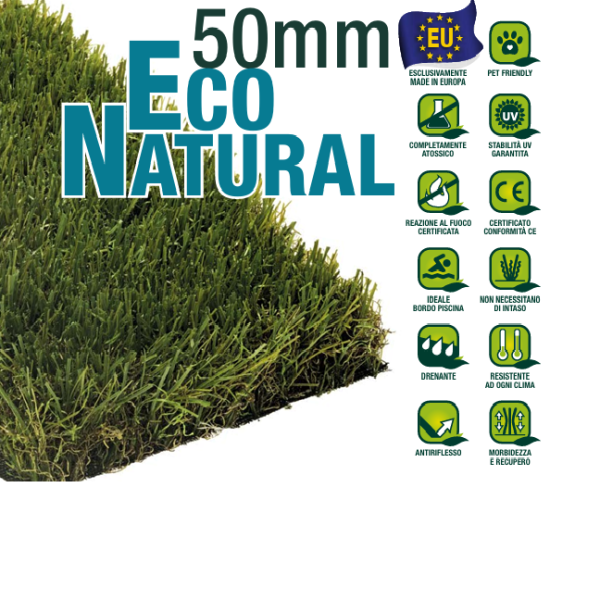 PRATO ERBA SINTETICA H 50 MM ECO NATURAL - A MISURA