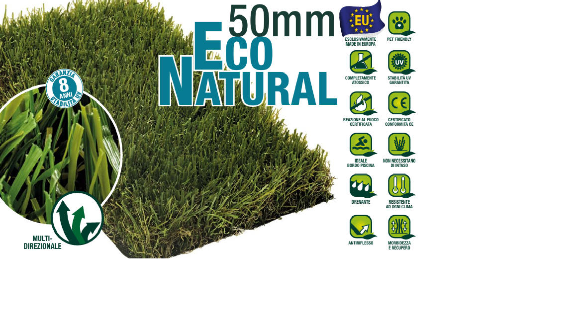 50MM ECO NATURAL - PRATO ERBA SINTETICA H 50 MM ECO NATURAL - A MISURA - immagine 1