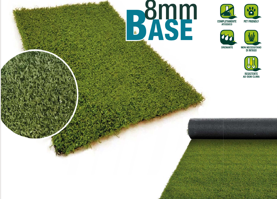 8 MM BASE 1 PRATO ERBA SINTETICA H 8 MM BASE - ROTOLO 2 X 30 - immagine 1